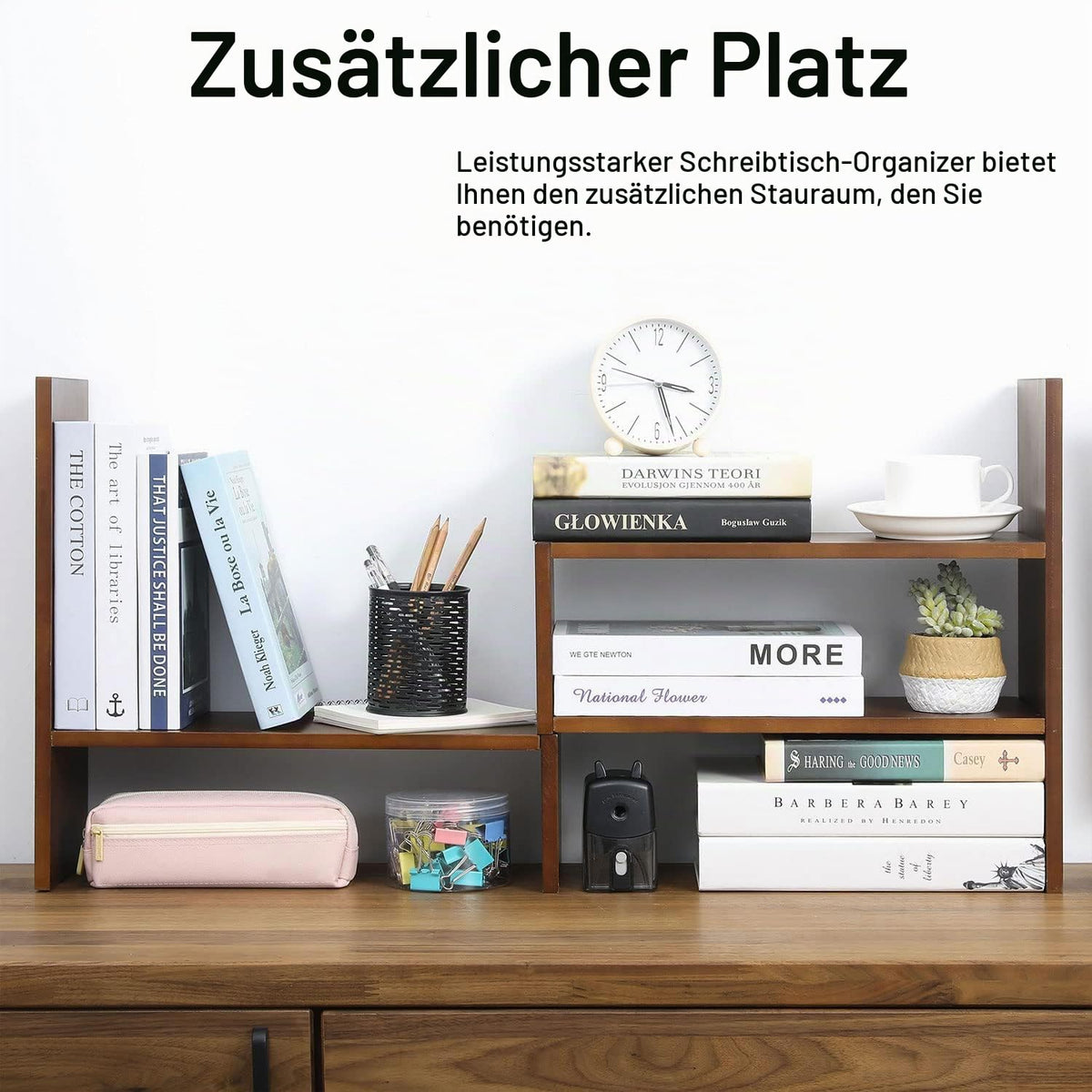 Kongming Schreibtisch Regal, Bücherregal Klein, Holz, Weiß
