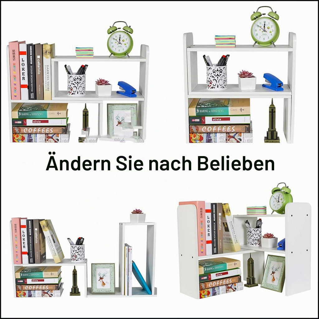 Kongming Schreibtisch Regal, Bücherregal Klein, Holz, Weiß