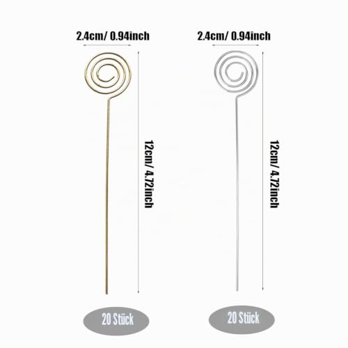 Woohome 40 Stück Metall Fotohalter Runden Tier Metalldrähte Memo Clip Tischnummer Clip Foto Stand, DIY Handwerk Halter aus Metall für Karte Memo Hochzeit Dekoration