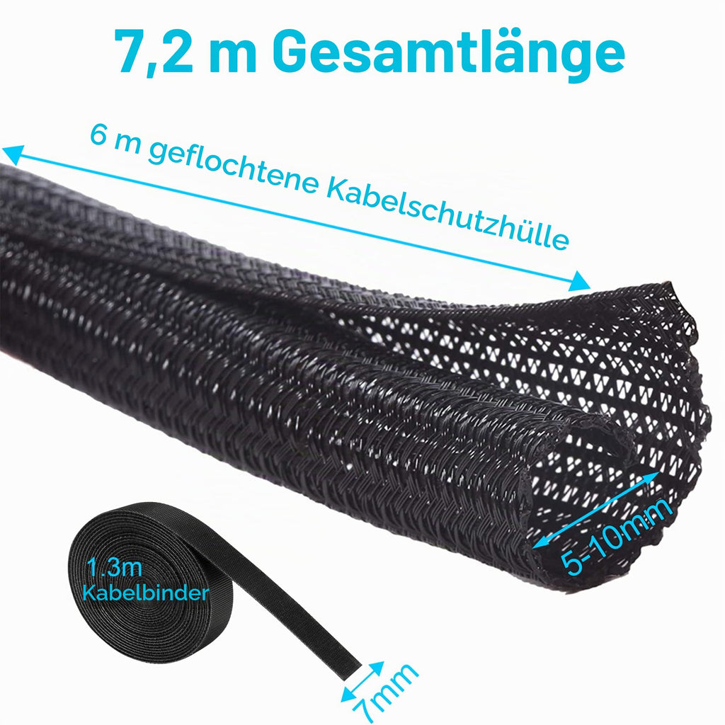 6 m selbstschließender Kabelschlauch, 5 mm, mit Schrumpfschlauch