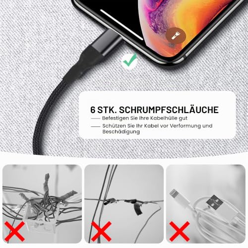 6 m selbstschließender Kabelschlauch, 5 mm, mit Schrumpfschlauch