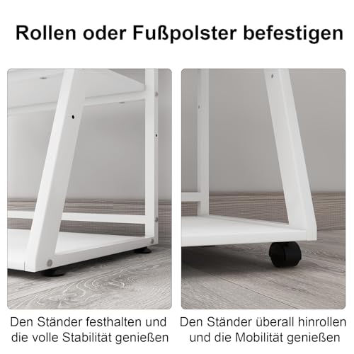 PUNCIA Druckertisch mit Rollen 3-Ebenen Druckerständer 50 x 40 cm
