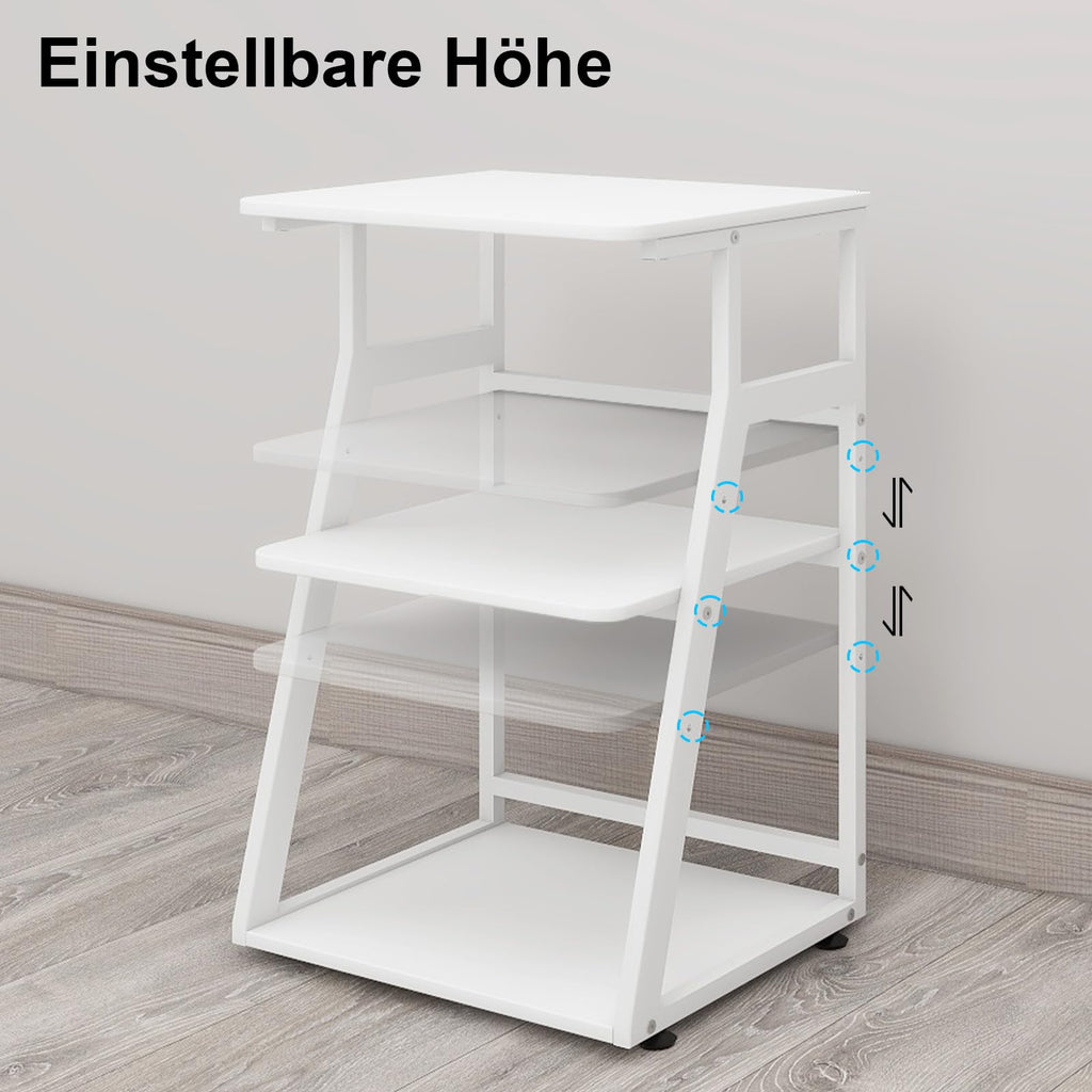 PUNCIA Druckertisch mit Rollen 3-Ebenen Druckerständer 50 x 40 cm