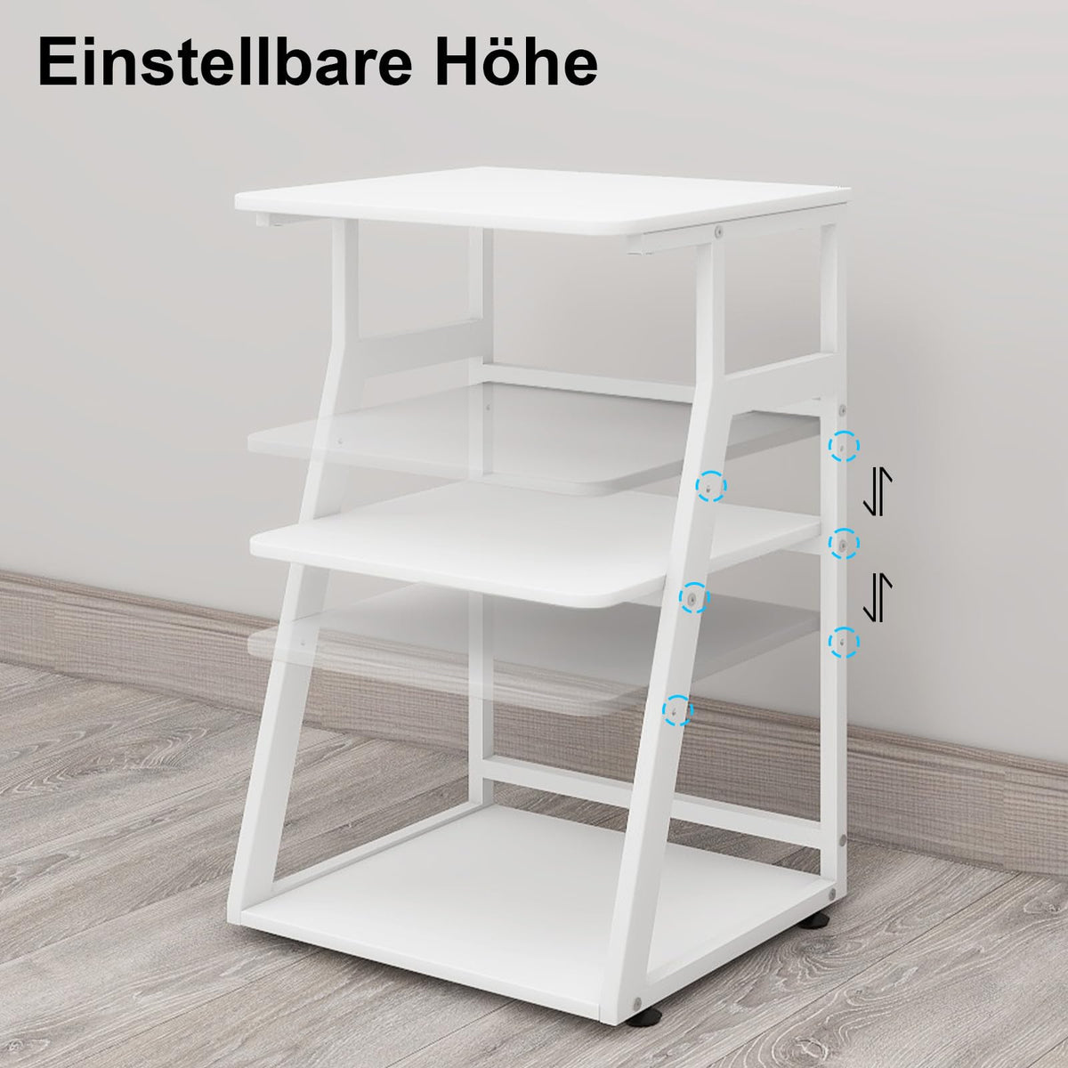 PUNCIA Druckertisch mit Rollen 3-Ebenen Druckerständer 50 x 40 cm