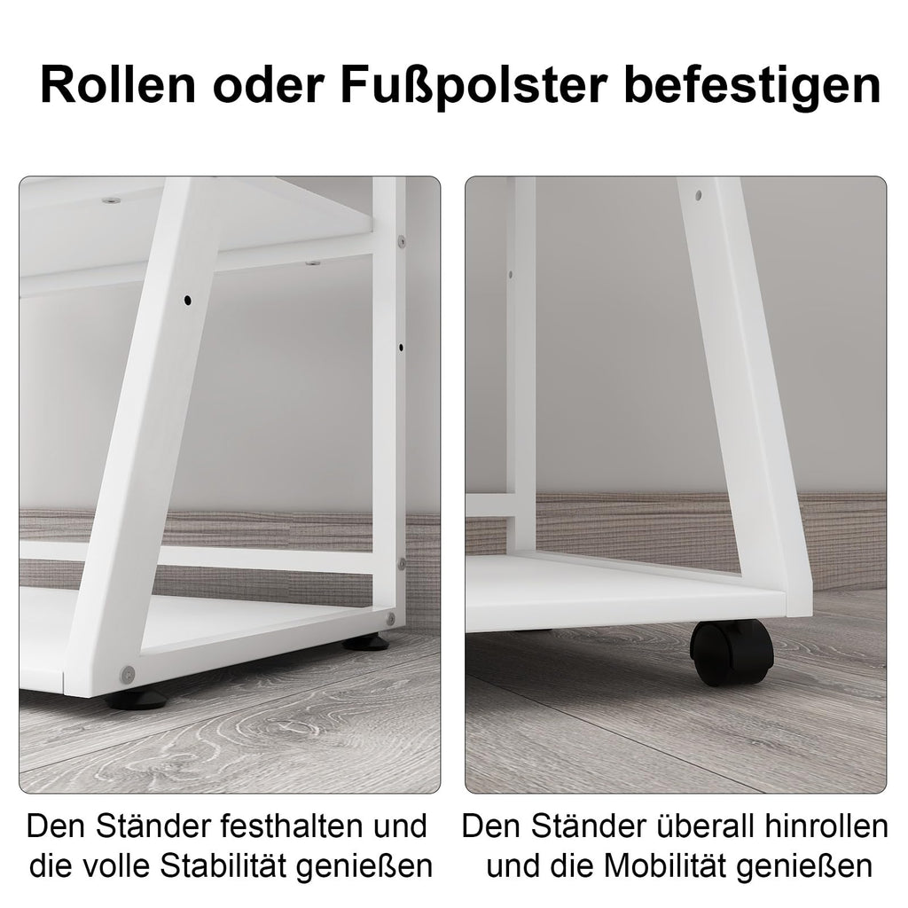PUNCIA Druckertisch mit Rollen 3-Ebenen Druckerständer 50 x 40 cm