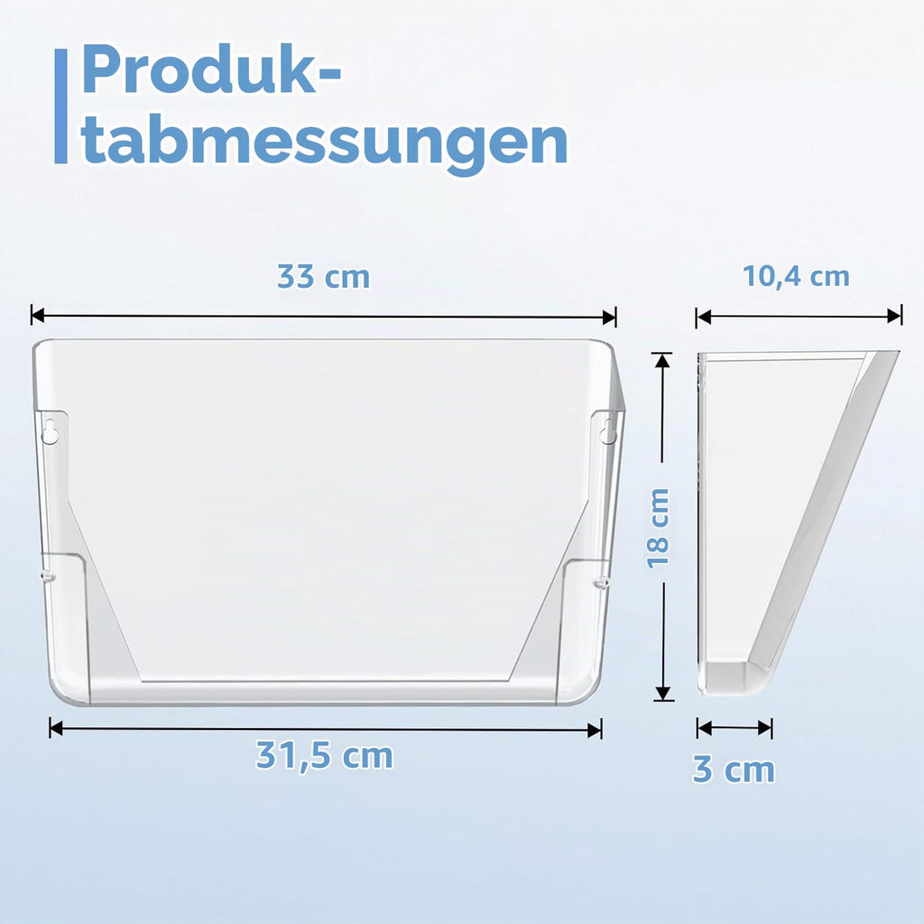 SUPEASY Wandorganiser Acryl, Hängeordner Dokumentenhalter, Zeitschriftenhalter Wand für Post, Ordner & Büro – 3er Pack