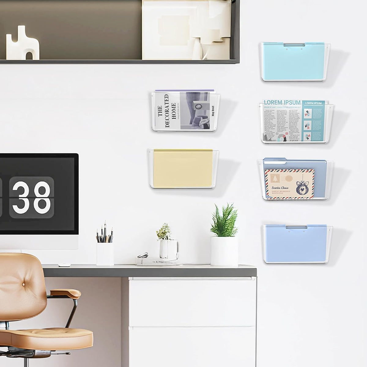 SUPEASY Wandorganiser Acryl, Hängeordner Dokumentenhalter, Zeitschriftenhalter Wand für Post, Ordner & Büro – 3er Pack