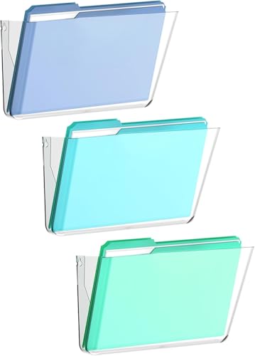 SUPEASY Wandorganiser Acryl, Hängeordner Dokumentenhalter, Zeitschriftenhalter Wand für Post, Ordner & Büro – 3er Pack