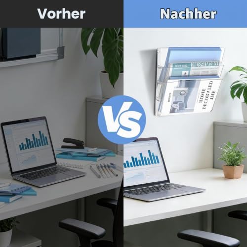 SUPEASY Wandorganiser Acryl, Hängeordner Dokumentenhalter, Zeitschriftenhalter Wand für Post, Ordner & Büro – 3er Pack