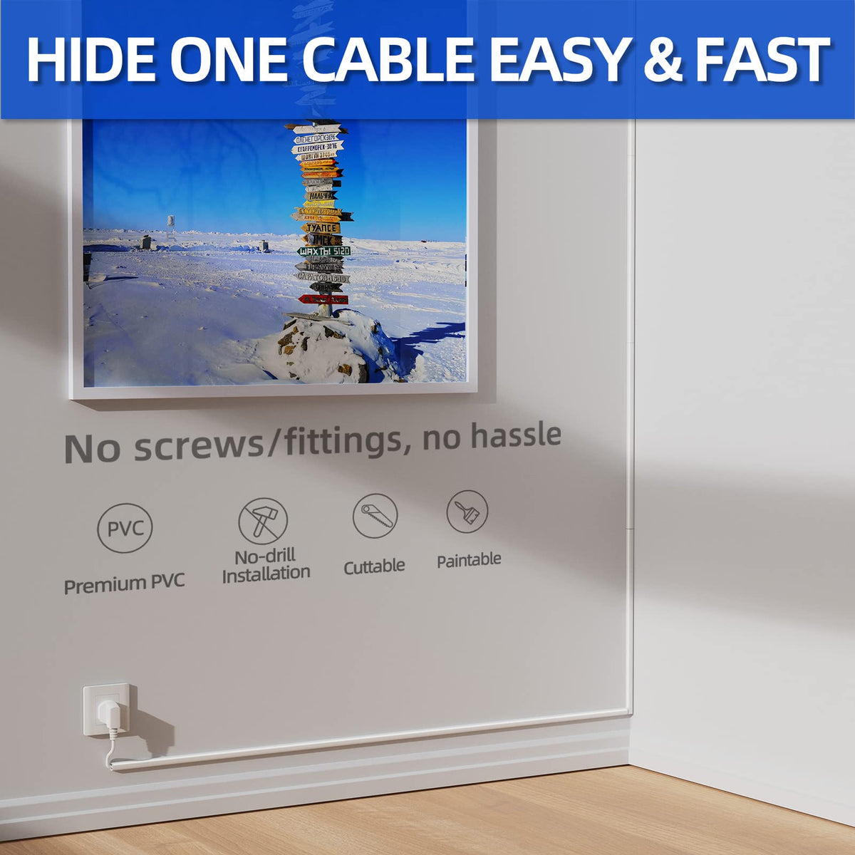Delamu Kabelkanal Weiß Flach Selbstklebend 3,24m (9 STK. - 12x8mm klein) Kabelabdeckung Weiss für TV Wände, Mini Kabelleiste Kabeltunnel für 1 Kabel