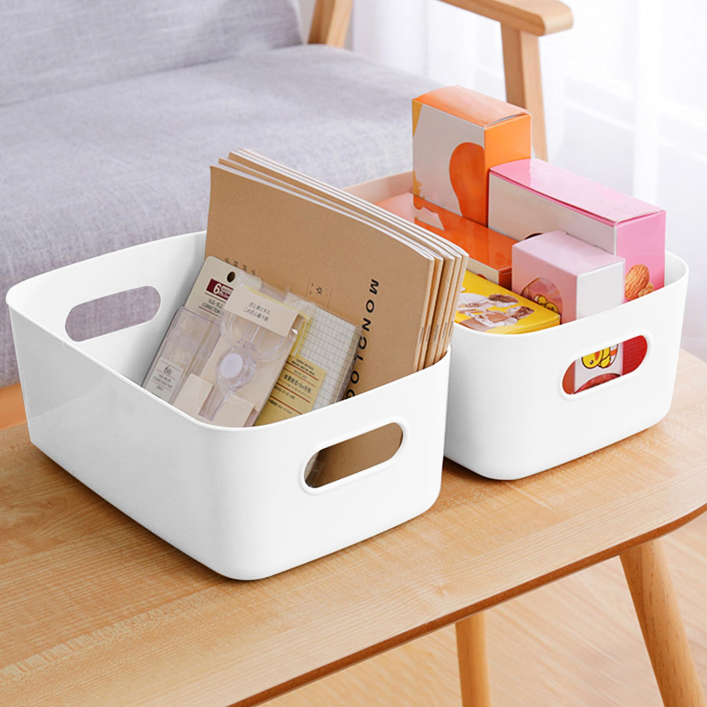 LYLIDIA 10 Stück Aufbewahrungsbox Kunststoff Aufbewahrungskorb mit Griffen Küchenschrank Organizer Box Körbe Aufbewahrung Kunststoffbox für Badezimmer Regal Kunststoffbox