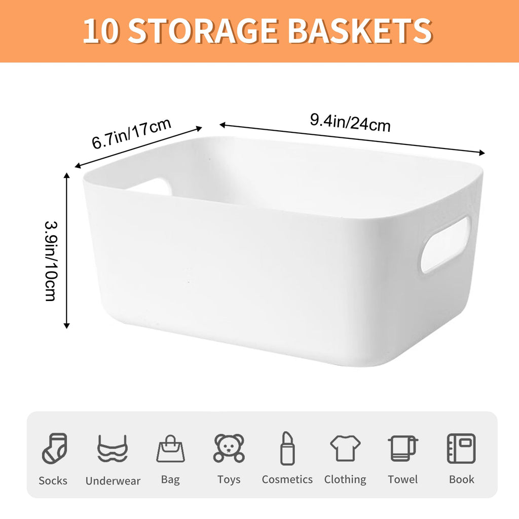 LYLIDIA 10 Stück Aufbewahrungsbox Kunststoff Aufbewahrungskorb mit Griffen Küchenschrank Organizer Box Körbe Aufbewahrung Kunststoffbox für Badezimmer Regal Kunststoffbox