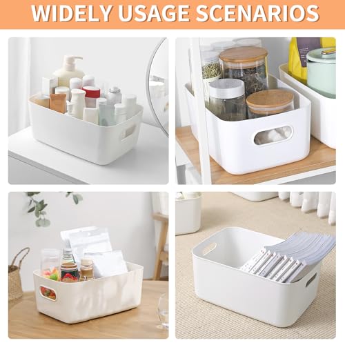 LYLIDIA 10 Stück Aufbewahrungsbox Kunststoff Aufbewahrungskorb mit Griffen Küchenschrank Organizer Box Körbe Aufbewahrung Kunststoffbox für Badezimmer Regal Kunststoffbox
