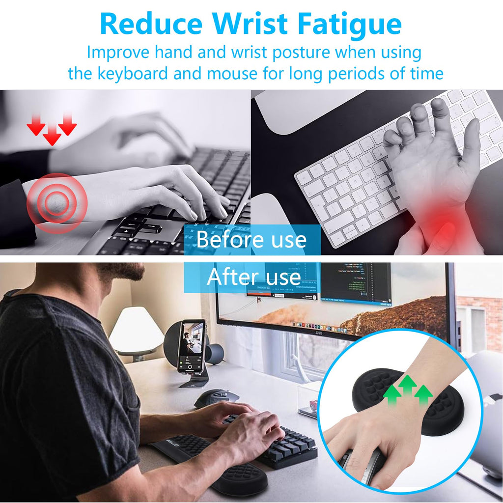 ELZO Handgelenkauflage für Tastatur und Maus, Ergonomisches Wrist Rest Memory Foam Handgelenkstützen Set, für Büro, Computer, Laptop, rutschfeste und Anti-Sehnenscheidenprobleme, komfortables Tippen