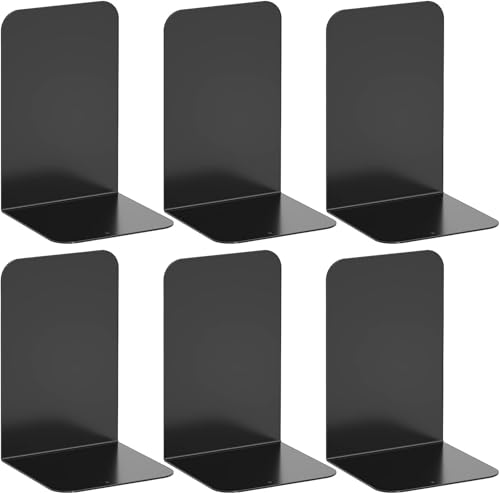 6 Stück Buchstütze, 20.5x13.5x9.3cm, Buchstützen aus Metall, Schwere Buchstütze für Büro Schule Zuhause Bibliothek