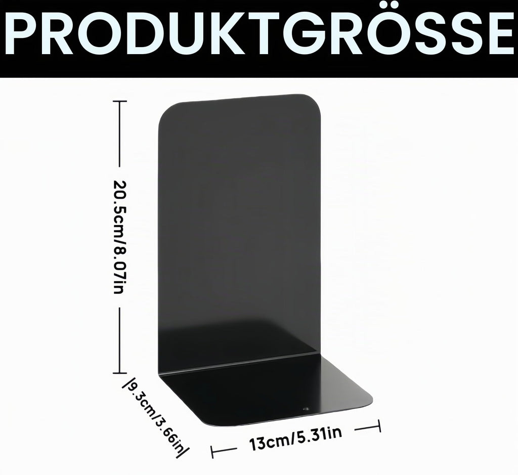 6 Stück Buchstütze, 20.5x13.5x9.3cm, Buchstützen aus Metall, Schwere Buchstütze für Büro Schule Zuhause Bibliothek