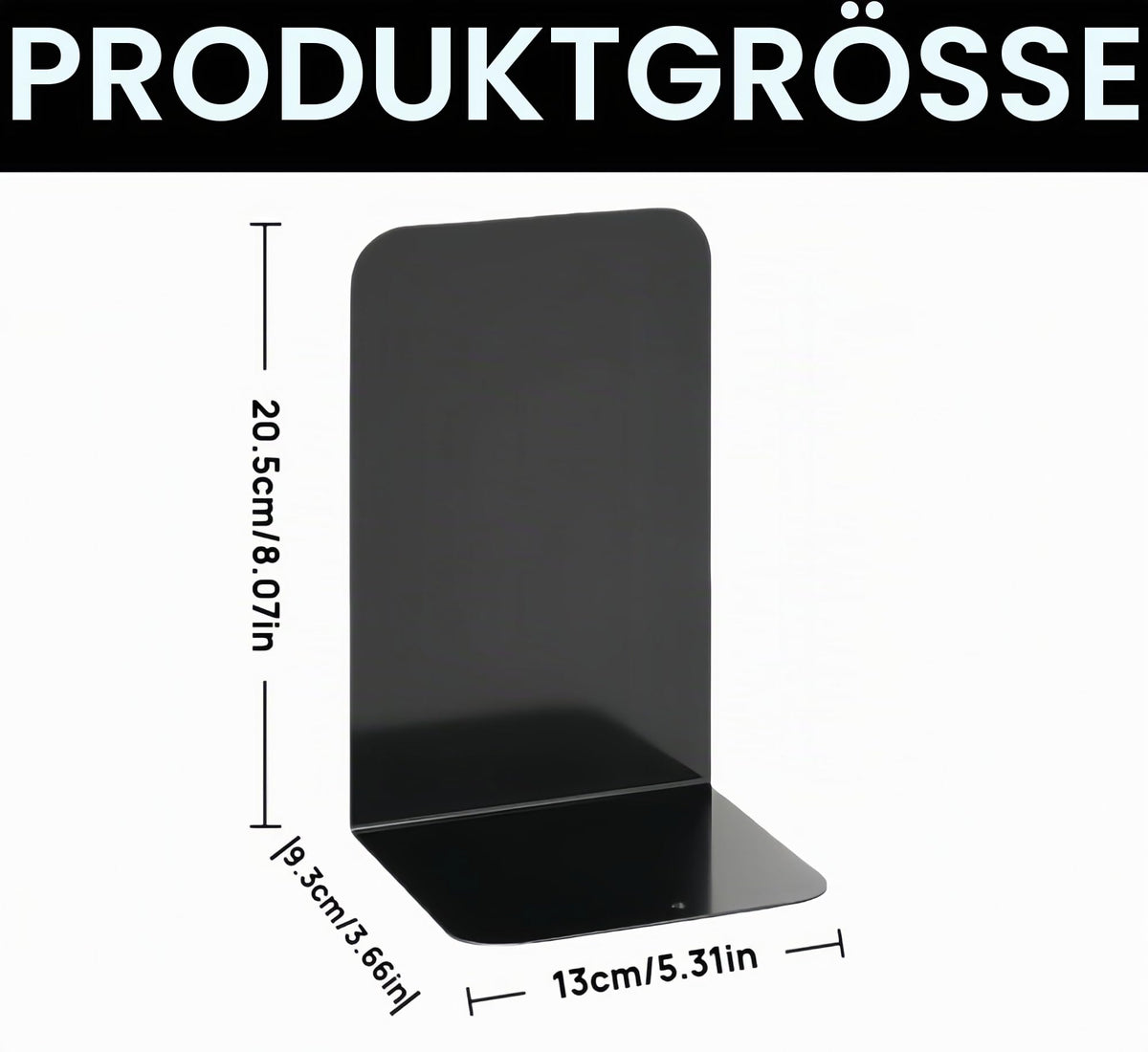 6 Stück Buchstütze, 20.5x13.5x9.3cm, Buchstützen aus Metall, Schwere Buchstütze für Büro Schule Zuhause Bibliothek