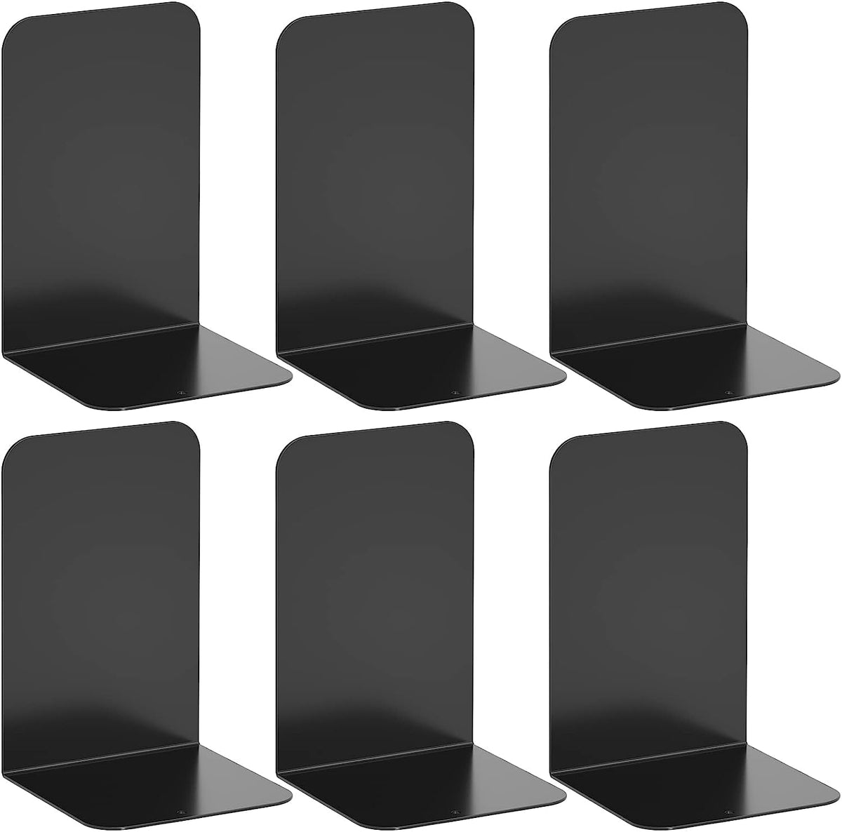 6 Stück Buchstütze, 20.5x13.5x9.3cm, Buchstützen aus Metall, Schwere Buchstütze für Büro Schule Zuhause Bibliothek