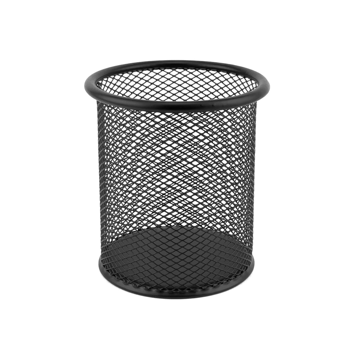 D.RECT KOMO Stiftehalter Schreibtisch-Organizer Metall-Mesh Rund Stabile Stiftebox für Büro und Home Office Höhe 98mm, Ø 91mm, Schwarz