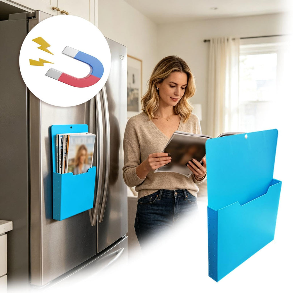 2 Stück Magnetischer Aktenhalter, A4 Dokumentenhalter Bürobedarf, Blau