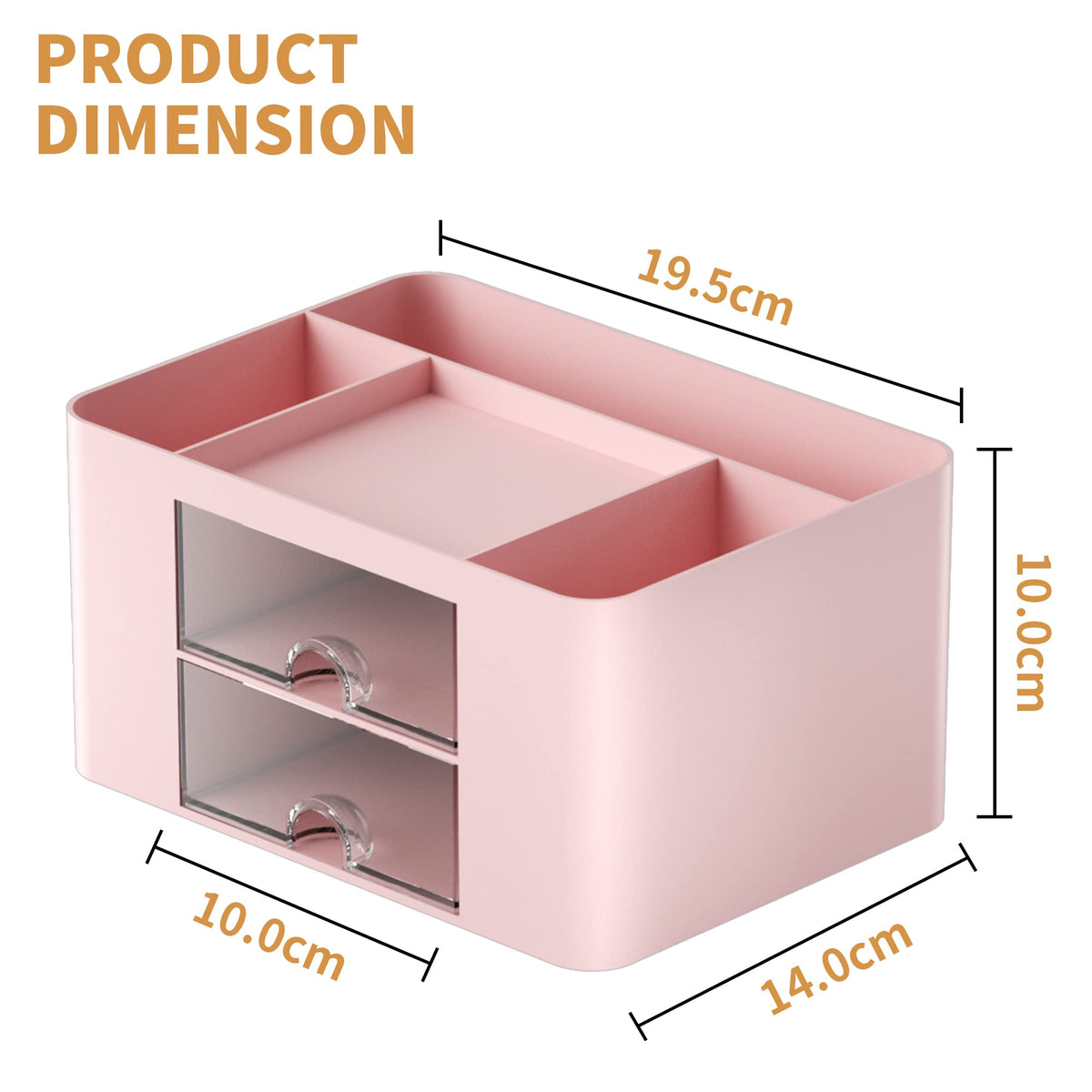 Marbrasse Schreibtisch Organizer mit Schubladen,Multifunktional Stiftehalter Schreibtisch mit 7 Fächer 2 Schubladen,Büro Organizer Zubehör(Rosa)