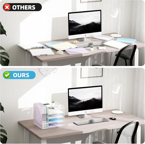 Marbrasse Schreibtisch Organizer und Büro Zubehör,5-Tier Briefablage,Mesh Büro Organizer für Schreibtischzubehör & Ablage(weiß)