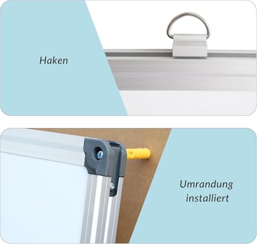 XIWODE Magnetisches Whiteboard 90x60 – Große Magnettafel zum Aufhängen 60 x 90 cm, Silberner Alurahmen, Abwischbare Magnetwand und Stiftablage, Magnetic Tafel für Schule, Haus & Büro