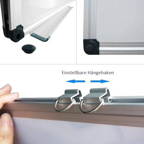 XIWODE Magnetisches Whiteboard 90x60 – Große Magnettafel zum Aufhängen 60 x 90 cm, Silberner Alurahmen, Abwischbare Magnetwand und Stiftablage, Magnetic Tafel für Schule, Haus & Büro