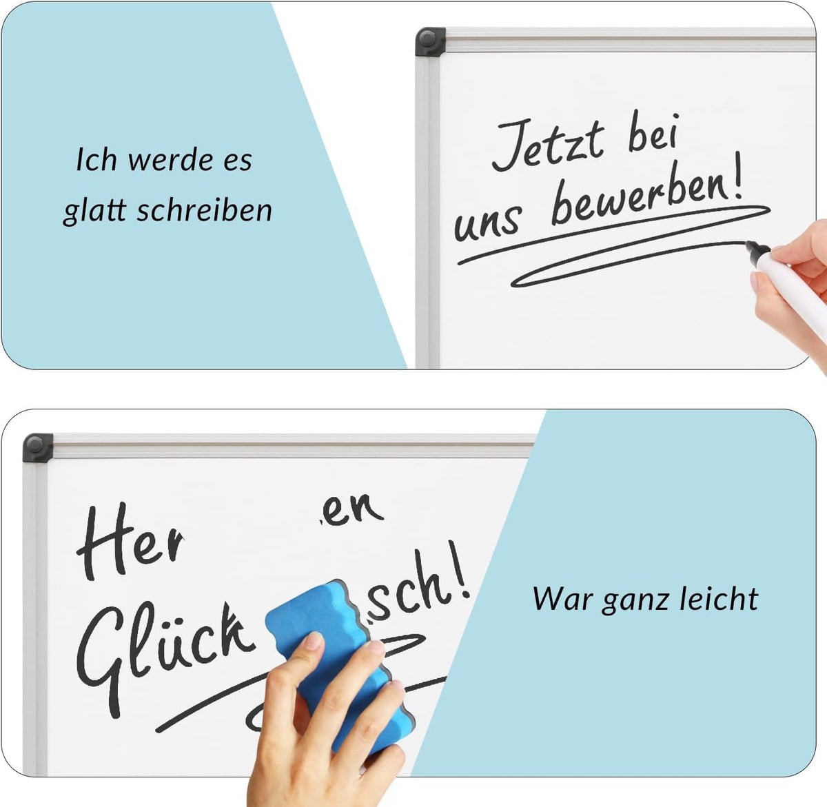 XIWODE Magnetisches Whiteboard 90x60 – Große Magnettafel zum Aufhängen 60 x 90 cm, Silberner Alurahmen, Abwischbare Magnetwand und Stiftablage, Magnetic Tafel für Schule, Haus & Büro