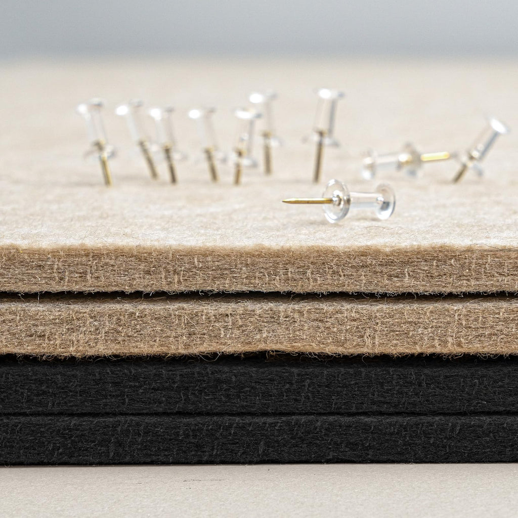 Lightomorrow Pinnwand, 60 x 45 cm Filztafel - Dekorative Pinnwand Korktafel Alternative für Wand, Faltbar Selbstklebend Vision Board Gebetstafel mit 20 Pinnnadeln - Schwarz