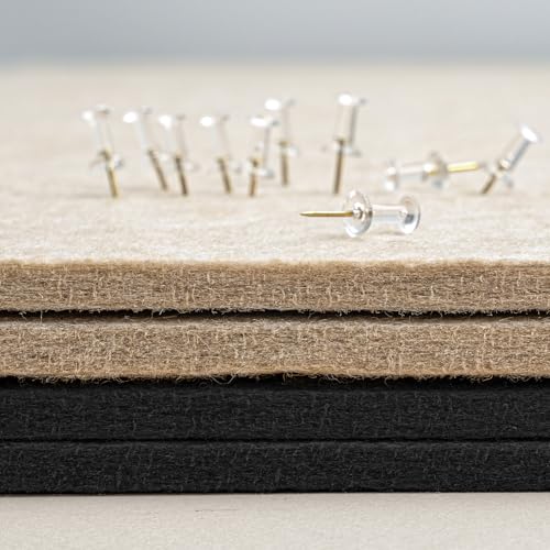 Lightomorrow Pinnwand, 60 x 45 cm Filztafel - Dekorative Pinnwand Korktafel Alternative für Wand, Faltbar Selbstklebend Vision Board Gebetstafel mit 20 Pinnnadeln - Schwarz