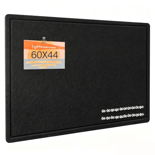 Lightomorrow Pinnwand, 60 x 45 cm Filztafel - Dekorative Pinnwand Korktafel Alternative für Wand, Faltbar Selbstklebend Vision Board Gebetstafel mit 20 Pinnnadeln - Schwarz