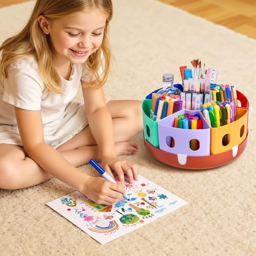 GAMENOTE Drehbarer Schreibtisch-Organizer, 7 Fächer, Groß, Mehrfarbig