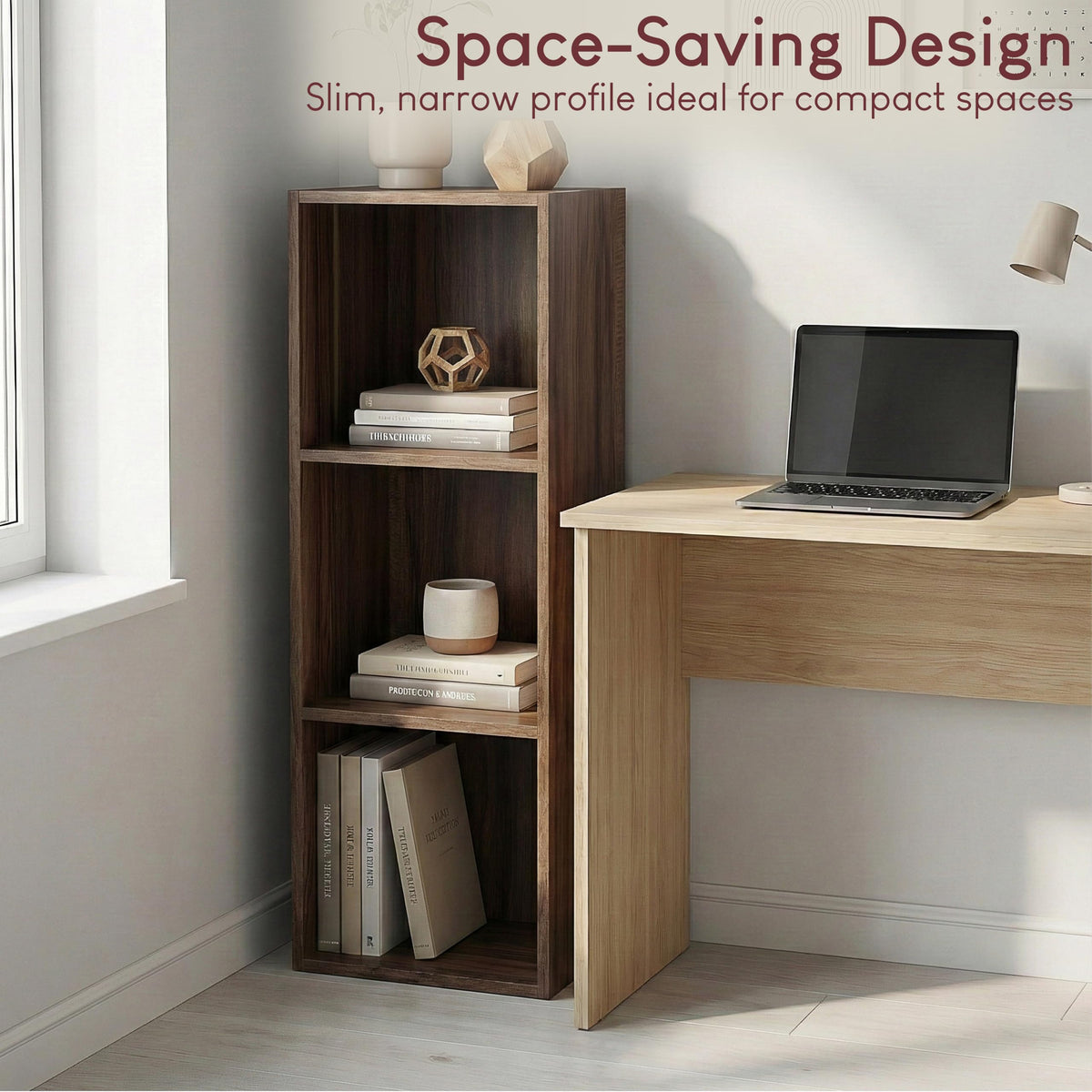 Vida Designs Oxford Bücherregal mit 3 Ebenen, würfelförmig, Walnuss, Holz-Regaleinheit für Büro, Wohnzimmermöbel