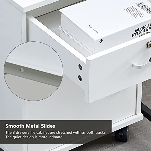 CLIPOP Abschließbarer Rollcontainer, 1 Schublade + Fach, 40 * 40 * 57 cm