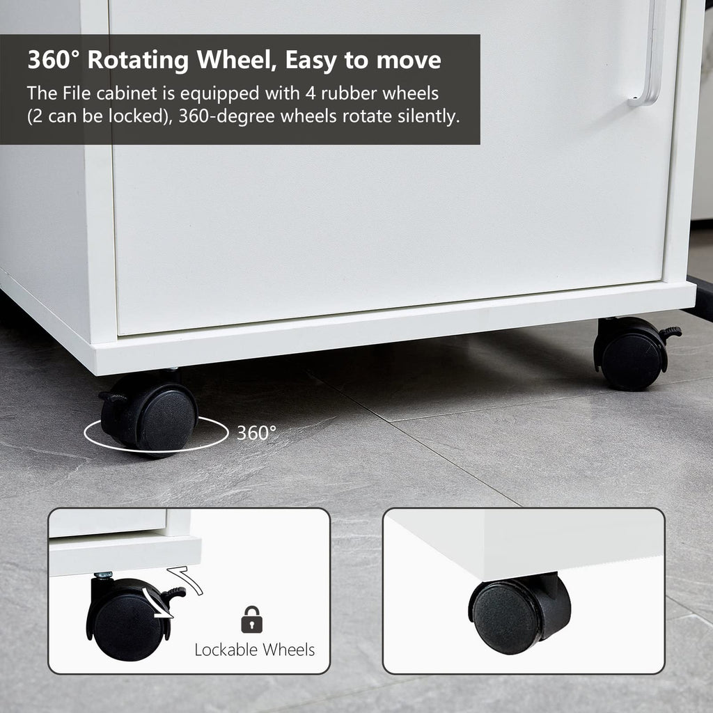 CLIPOP Abschließbarer Rollcontainer, 1 Schublade + Fach, 40 * 40 * 57 cm