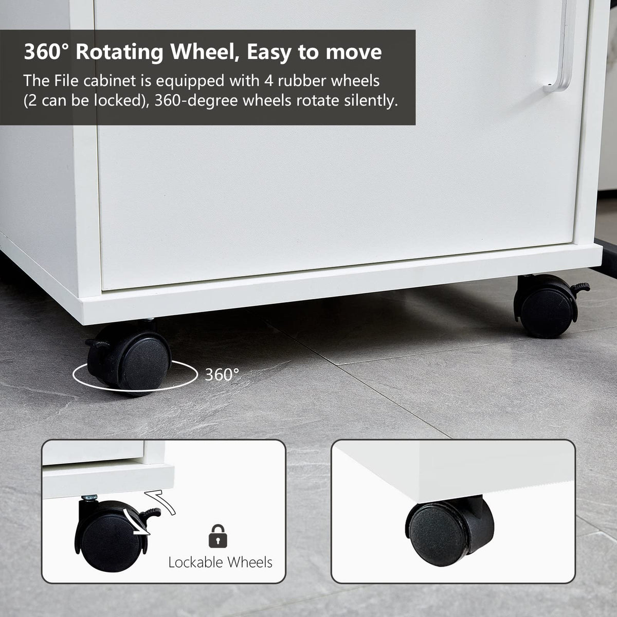 CLIPOP Abschließbarer Rollcontainer, 1 Schublade + Fach, 40 * 40 * 57 cm
