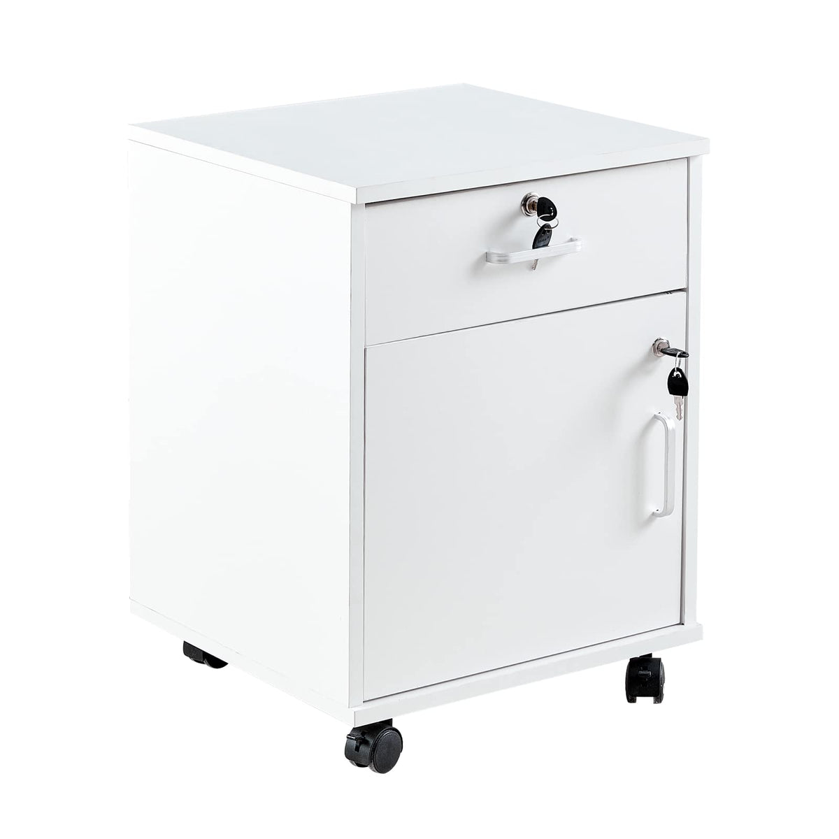CLIPOP Abschließbarer Rollcontainer, 1 Schublade + Fach, 40 * 40 * 57 cm
