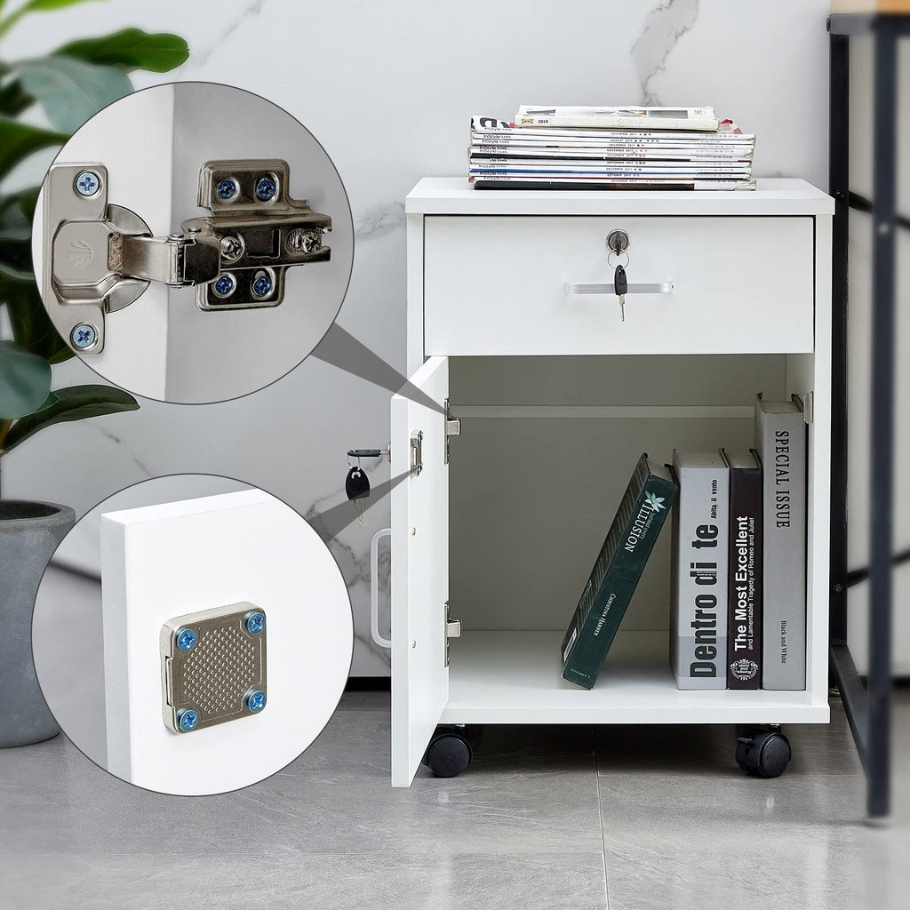 CLIPOP Abschließbarer Rollcontainer, 1 Schublade + Fach, 40 * 40 * 57 cm