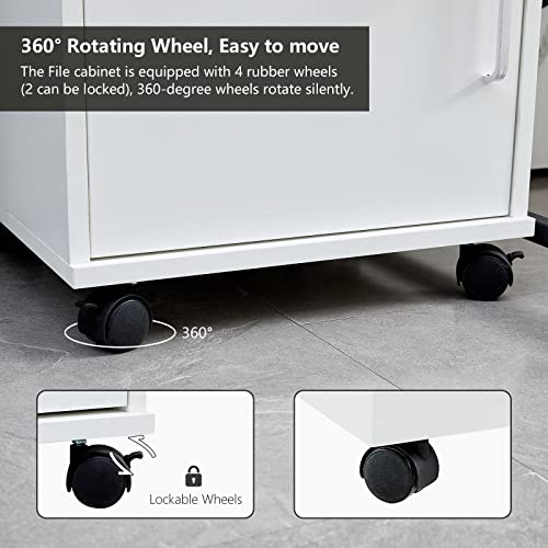 CLIPOP Abschließbarer Rollcontainer, 1 Schublade + Fach, 40 * 40 * 57 cm