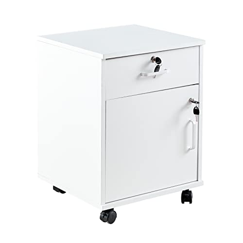 CLIPOP Abschließbarer Rollcontainer, 1 Schublade + Fach, 40 * 40 * 57 cm