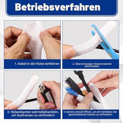 5 m Kabelschlauch Selbstschließend, Weiß 5-10 mm Kabel Flexibel, mit Schere