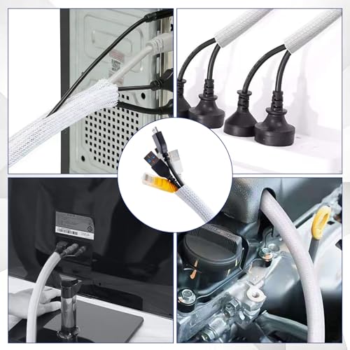 5 m Kabelschlauch Selbstschließend, Weiß 5-10 mm Kabel Flexibel, mit Schere