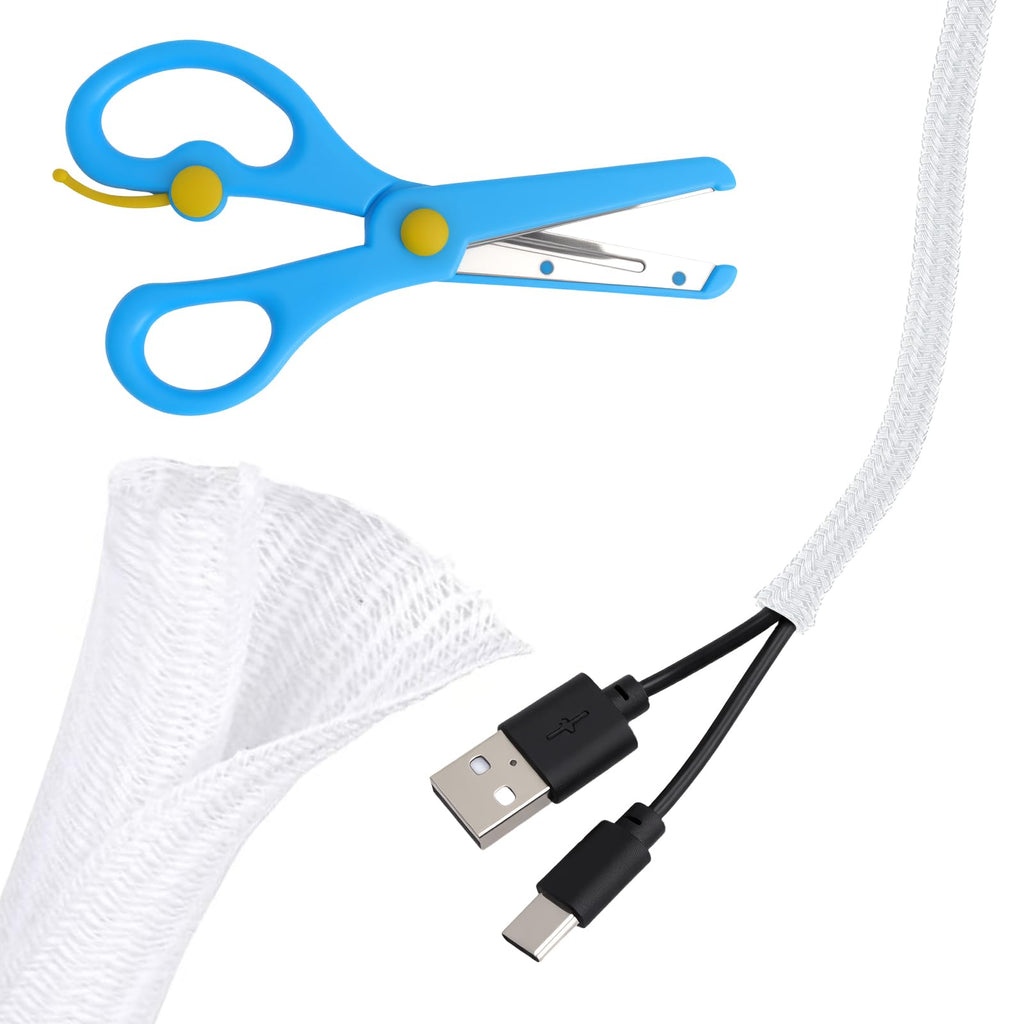 5 m Kabelschlauch Selbstschließend, Weiß 5-10 mm Kabel Flexibel, mit Schere