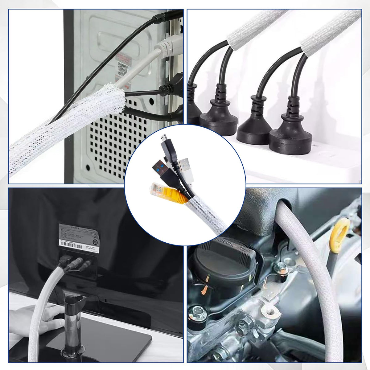 5 m Kabelschlauch Selbstschließend, Weiß 5-10 mm Kabel Flexibel, mit Schere