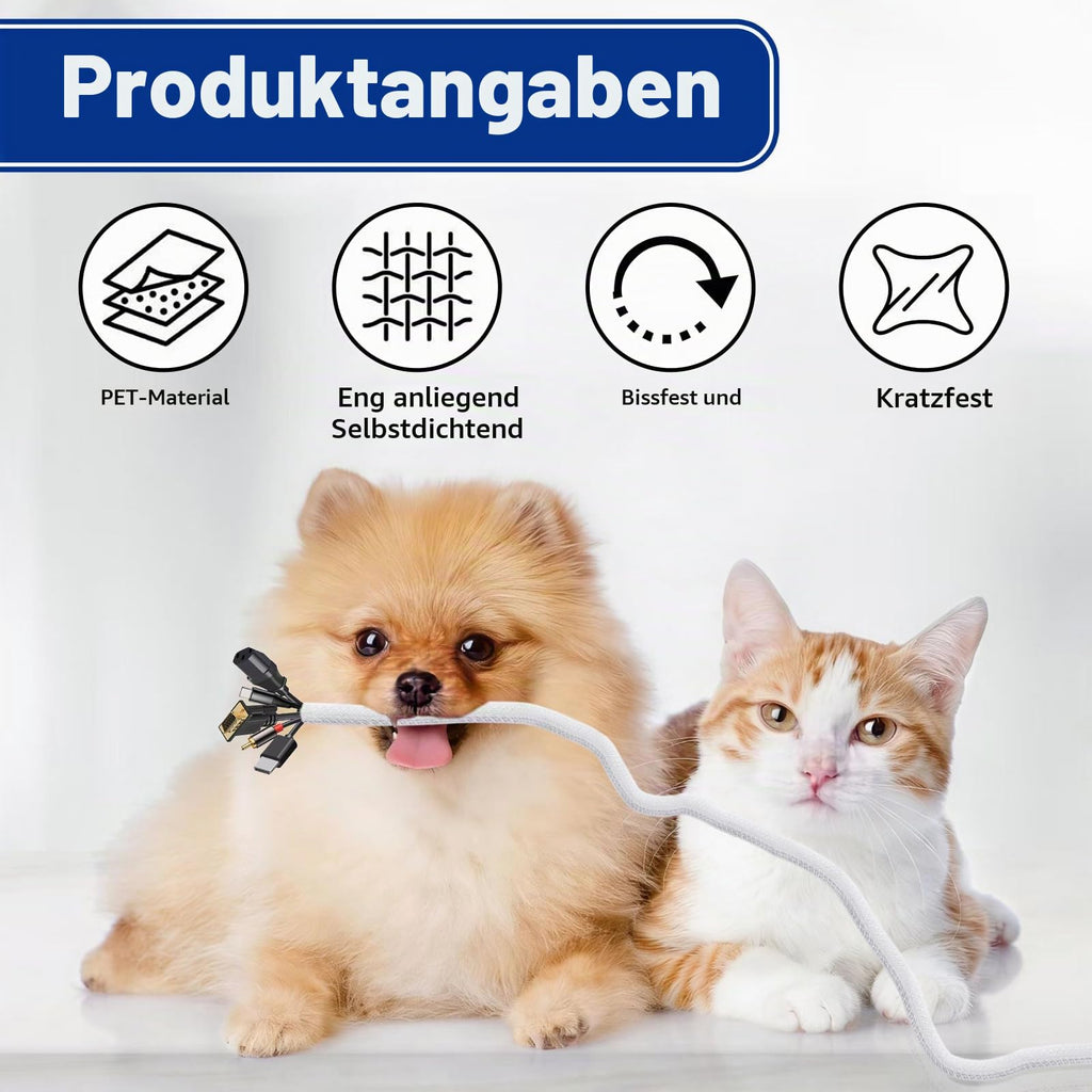 5 m Kabelschlauch Selbstschließend, Weiß 5-10 mm Kabel Flexibel, mit Schere