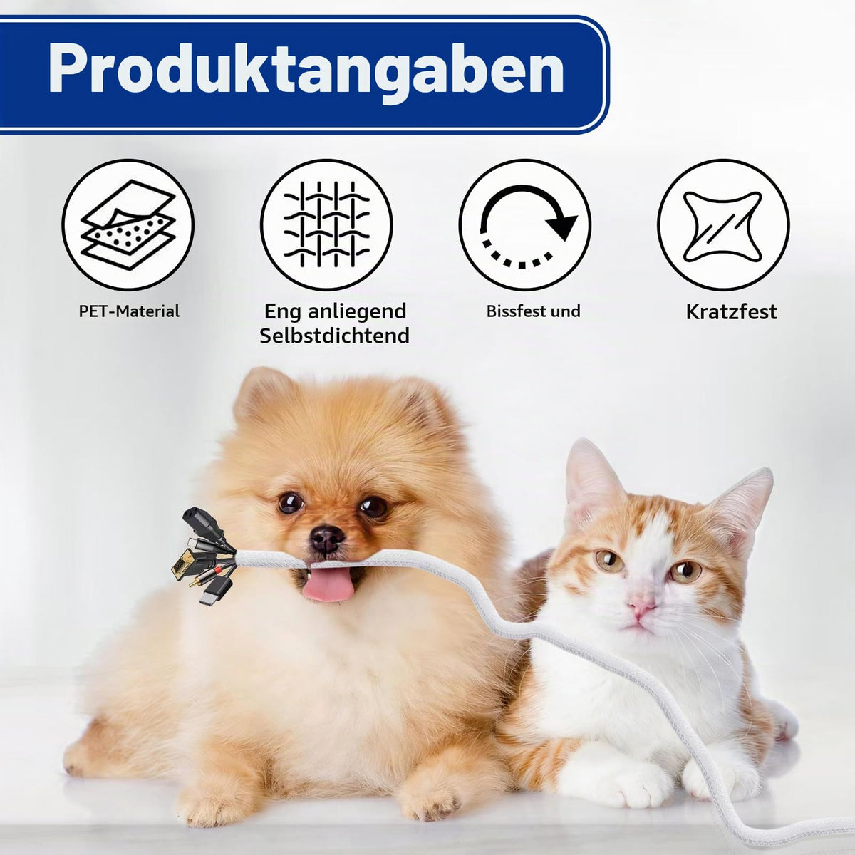 5 m Kabelschlauch Selbstschließend, Weiß 5-10 mm Kabel Flexibel, mit Schere