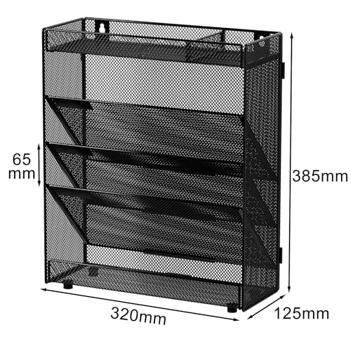 EasyPAG 5 Fächer Zusammensetzen Metall A4 Zeitschriftenhalter Wand Zeitschriften Wandhalter Aktenablage Dokumentenhalter Hängend Magazin Organizer Flyerständer Prospektspender,Schwarz