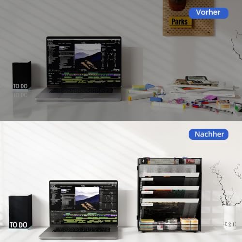EasyPAG 5 Fächer Zusammensetzen Metall A4 Zeitschriftenhalter Wand Zeitschriften Wandhalter Aktenablage Dokumentenhalter Hängend Magazin Organizer Flyerständer Prospektspender,Schwarz