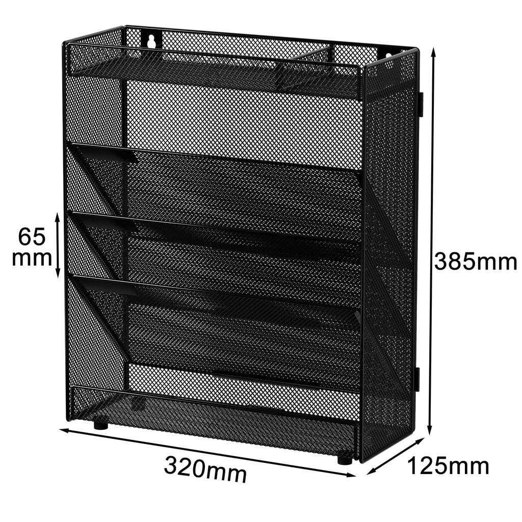 EasyPAG 5 Fächer Zusammensetzen Metall A4 Zeitschriftenhalter Wand Zeitschriften Wandhalter Aktenablage Dokumentenhalter Hängend Magazin Organizer Flyerständer Prospektspender,Schwarz